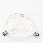 Подставка напольная на колёсиках для комнатных растений белая диаметр 30см 21-002W - фото 56974