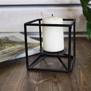 Подсвечник металлический Куб чёрный под 1 свечу 607-38-B - фото 57029