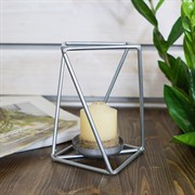 Подсвечник кованый Лофт серебряный под одну свечу 607-44-S - фото 57034