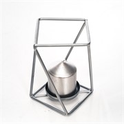 Подсвечник кованый Лофт серебряный под одну свечу 607-44-S - фото 57037