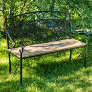 Скамейка садовая кованая чёрная ажурная 301-051B - фото 57051