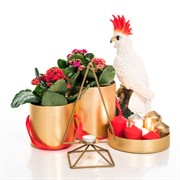 Подсвечник кованый под 1 свечу Треугольник золотой 607-51-G - фото 57065