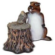Фигура декоративная для сада Бобер с пнем тёмный стеклопластик U07682 - фото 57081