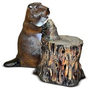 Фигура садовая Бобер с пнем стеклопластик высота 62 см U07696 - фото 57186
