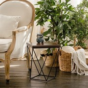 Стол журнальный чёрный металл и дерево Лофт высота 44см 66-113 - фото 57189