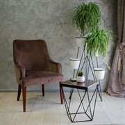 Стол журнальный чёрный металл и дерево Лофт высота 44см 66-113 - фото 57192