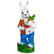 Фигура садовая Зайчик с морковкой полистоун высота 60 см F01044 - фото 57213