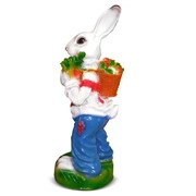 Фигура садовая Зайчик с морковкой полистоун высота 60 см F01044 - фото 57214