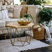 Столик журнальный Лофт металл бронза и светлое дерево высота 46см 66-114 - фото 57225