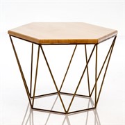 Столик журнальный Лофт металл бронза и светлое дерево высота 46см 66-114 - фото 57230