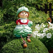 Фигура садовая Гном девочка капустка ножки на верёвочках высота 40 см - фото 57302