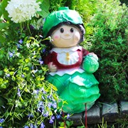 Фигура садовая Гном девочка капустка ножки на верёвочках высота 40 см - фото 57443
