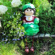 Фигура садовая Гном девочка капустка ножки на верёвочках высота 40 см - фото 57444