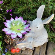 Кашпо садовое для растений Зайчиха с зайчонком серые U09076-Gray - фото 57528