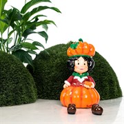 Фигура декоративная Гном Тыква для сада и участка высота 41см U09031 - фото 57557