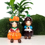 Фигура декоративная Гном Тыква для сада и участка высота 41см U09031 - фото 57565