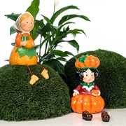 Фигура декоративная Гном Тыква для сада и участка высота 41см U09031 - фото 57566