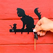 Ключница на стену в прихожую Кот с мышкой 701-001 - фото 57712