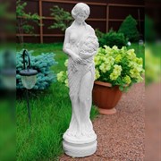 Скульптура декоративная Девушка с цветами белая матовая высота 77см F03003-WM - фото 57722