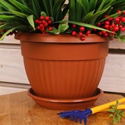 Горшок Флора 4л терракот с поддоном - фото 58008