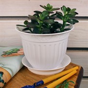 Горшок Виноград 1л белый с поддоном - фото 58013