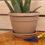 Горшок Флора 2,6л фраппе с поддоном - фото 58040