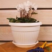 Горшок Флора 2,6л белый с поддоном - фото 58051