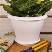 Горшок Гамма 1,6л белый с поддоном - фото 58056