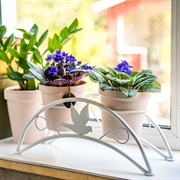 Подставка для цветов на подоконник металлическая под 2 кашпо 41-981W - фото 58255