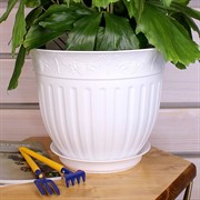 Горшок Виноград 6л белый с поддоном - фото 58347
