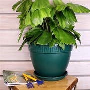 Горшок Антик 10л малахитовый с поддоном - фото 58349