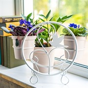 Подставка для цветов на подоконник Птица под 2 кашпо металл 41-002W - фото 58450