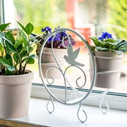 Подставка для цветов на подоконник Птица под 2 кашпо металл 41-002W - фото 58451