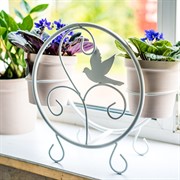 Подставка для цветов на подоконник Птица под 2 кашпо металл 41-002W - фото 58453