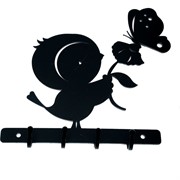 Ключница настенная металлическая черная Птичка с бабочкой 701-026B - фото 58462