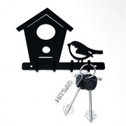 Ключница настенная металлическая черная Дом с птичкой 701-017B - фото 58558