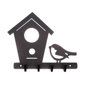Ключница настенная металлическая черная Дом с птичкой 701-017B - фото 58559