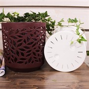 Кашпо Ливс 2,5л бордо-белый - фото 58590