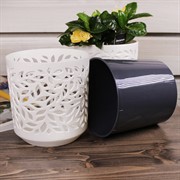 Кашпо Ливс 1,25л белый-антрацит - фото 58600