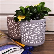 Кашпо Ливс 1,25л серый-белый - фото 58618