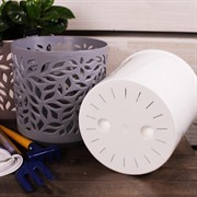 Кашпо Ливс 1,25л серый-белый - фото 58619