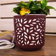 Кашпо Ливс 1,25л бордо-белый - фото 58675