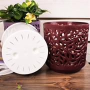 Кашпо Ливс 1,25л бордо-белый - фото 58676