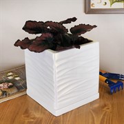 Горшок Волна 1л кубик белый 12х12/13см - фото 58743