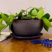 Горшок ОНИКС 1,2л плошка графит 17см - фото 58792