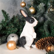 Фигура садовая Зайчонок для дачи бело-чёрный U09088-WBL - фото 58804