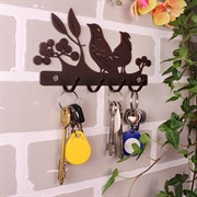 Ключница настенная металлическая черная Птички 701-028B - фото 58813