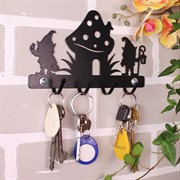 Ключница настенная металлическая черная Гномы у гриба 701-025B - фото 58819