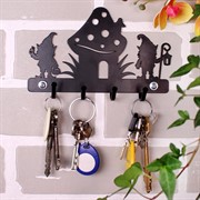 Ключница настенная металлическая черная Гномы у гриба 701-025B - фото 58820