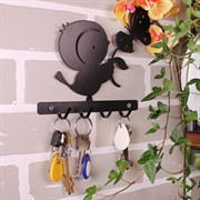 Ключница настенная металлическая черная Птичка с бабочкой 701-026B - фото 58828